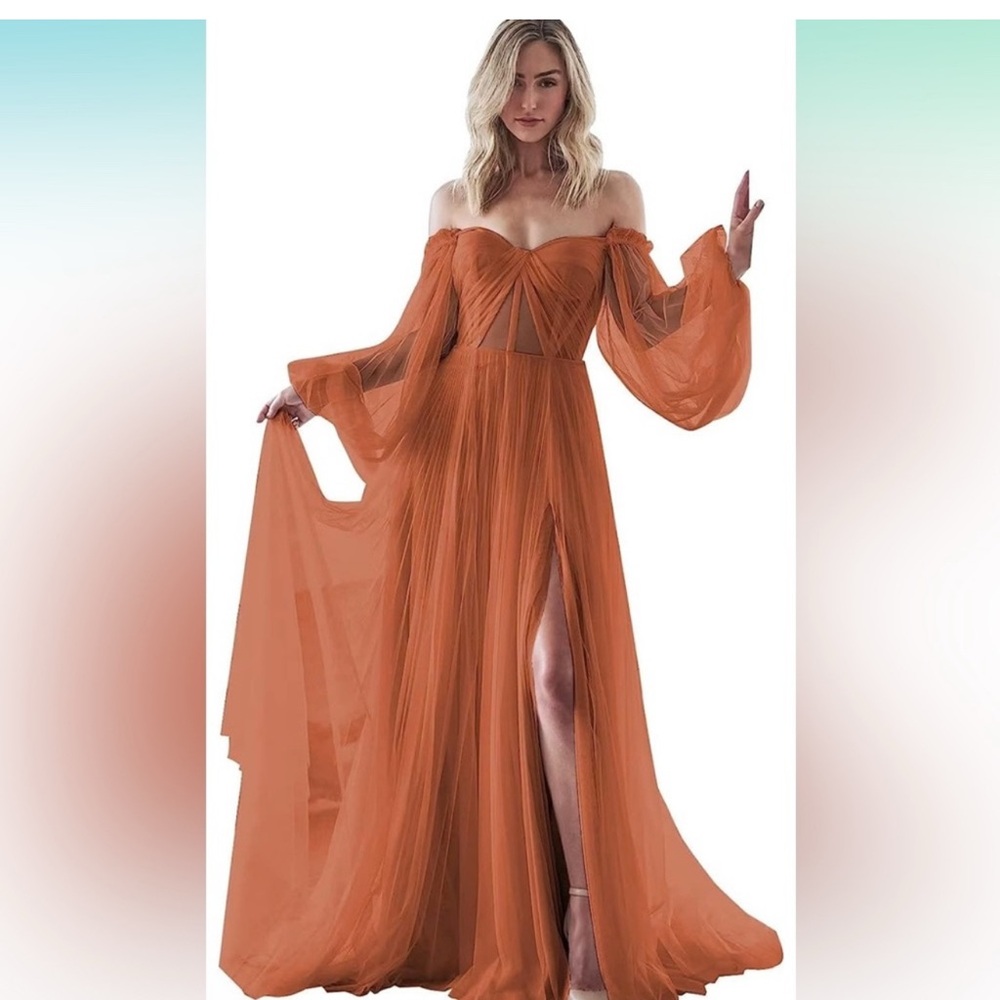 Rust Orange Off-Shoulder Dress